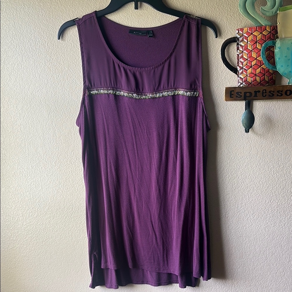 Apt. 9 Purple Embellished Relaxed Tank Top